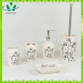 Elegant Black Flower White New Ceramic Bath Sets